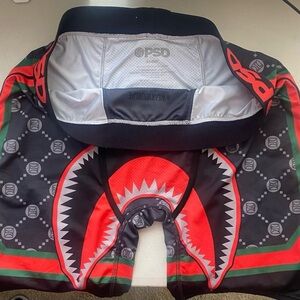 PSD Vibrant Red and Black Graphic Shorts